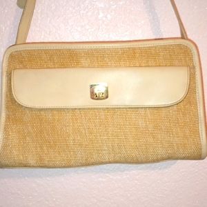 Vintage New Etienne Aigner Woven Golden Color Multiple Pockets Shoulder Bag